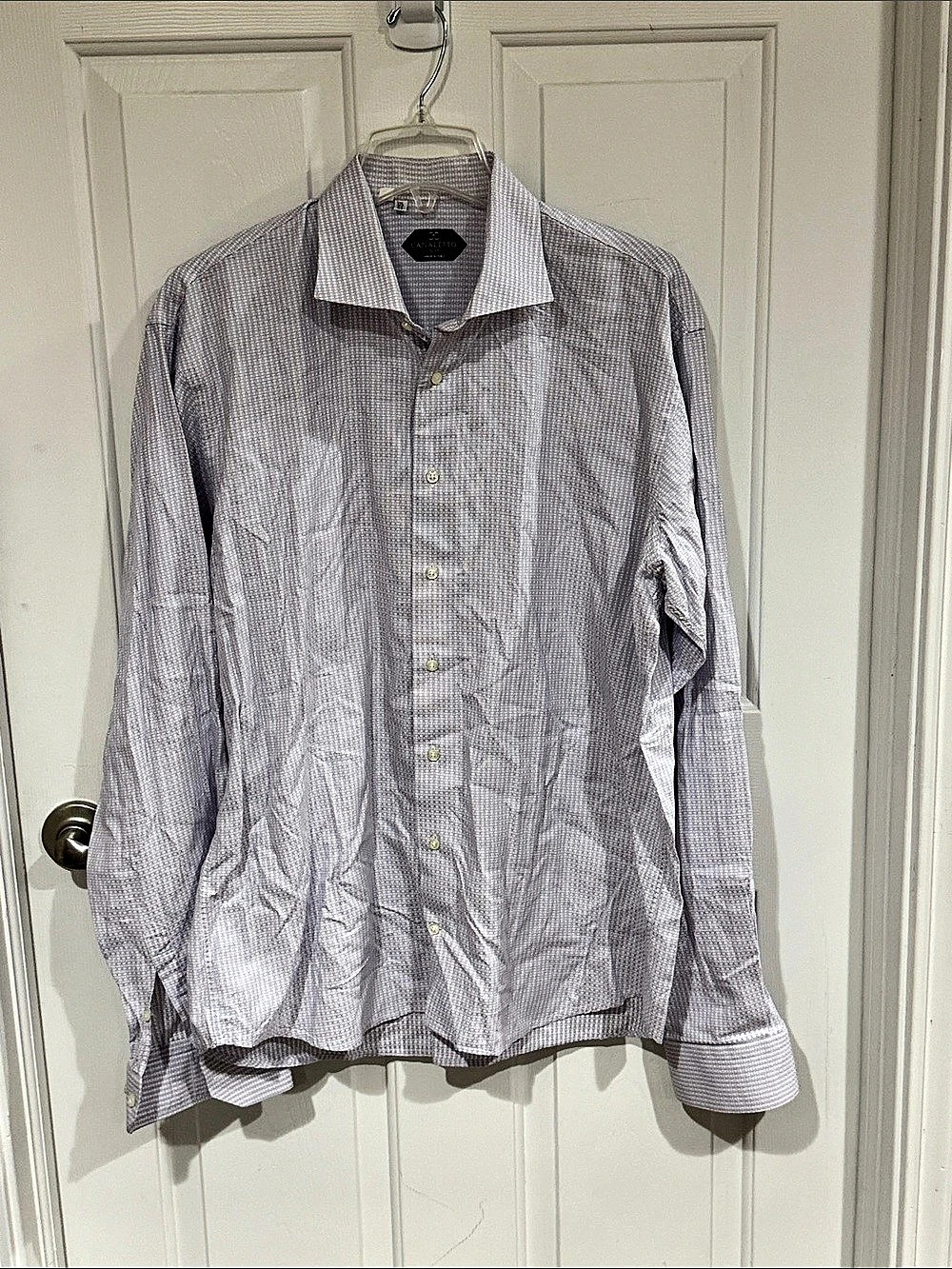 Canaletto Checkered Button Down Shirt Blue & White Siz  17 1/2 44 GUC B38